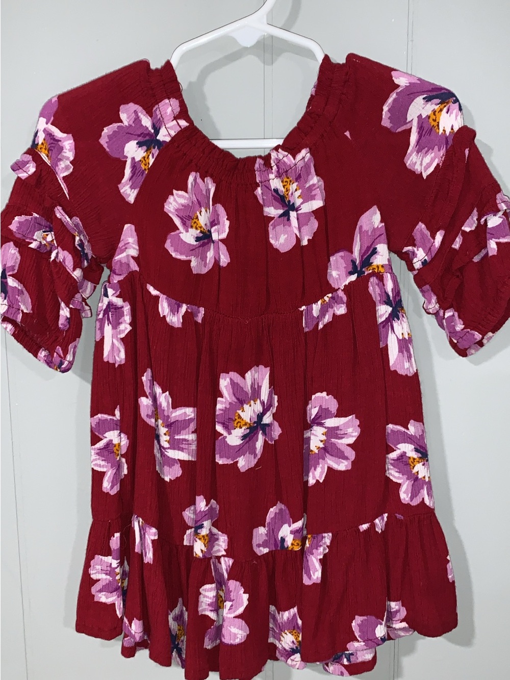 Baby Girl 12-18m Burgundy Floral Tiered Dress